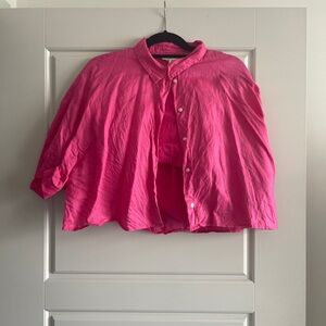 H&M Vibrant Pink Button-Up Shirt & Short Set
